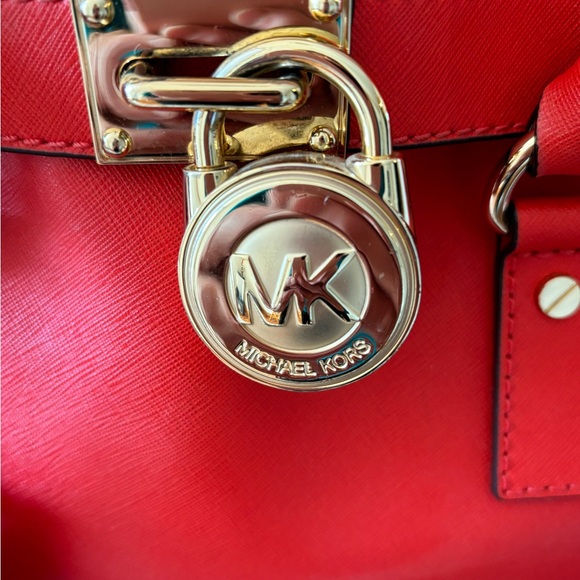 Michael Kors Hamilton Mandarin Red Satchel Bag - Picture 4 of 11